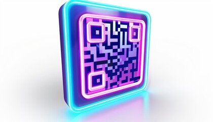 A neon colored square with a blue and purple background and a white background
