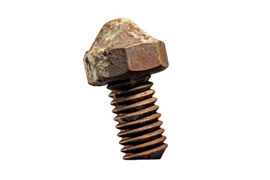 Infinite Spiral: A Silver Screw on a Blank Canvas on White or PNG Transparent Background.