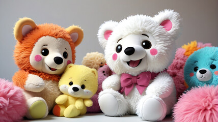 Delving into the whimsical realm of happy plush companions, where each fuzzy friend brings laughter and warmth to children's hearts, Generative AI