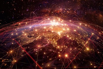 Fototapeta premium Abstract depiction of global business structure with interconnected networks for analysis and information sharing