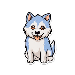 Cute Dog Drawing Sticker on White Background