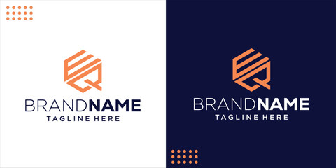 Creative EQ Hexagon Letter Logo Design, Design Inspiration, Illustration, Vector