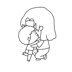 A woman is hugging a child