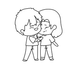 A couple of cartoon characters are hugging each other