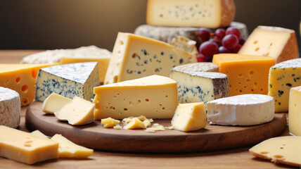 Serenity in Cheese: Exploring a Plateful of Various Cheeses for a Delightful Tasting Experience, Generative AI