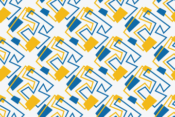 Bright colorful geometric seamless pattern. abstract background with modern minimal shape. Cute geometric line textures. Yellow, green, white color