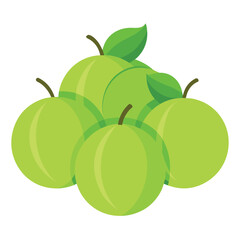 amla fruits vector flat style illustration, solid real color variant, white background