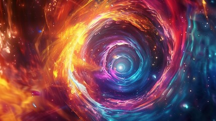 Colorful vortex energy, cosmic spiral waves, and multicolor swirl explosion, Abstract futuristic digital background wallpaper