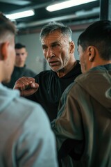 Obraz premium A group of men standing together, possibly friends or colleagues, in a casual setting