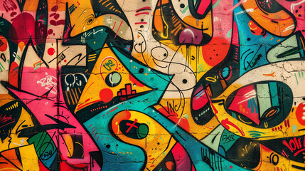 graffiti wall abstract background, Generative Ai not real photo, idea for artistic pop art background backdrop 