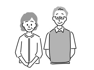 シニア夫婦のシンプルイラスト