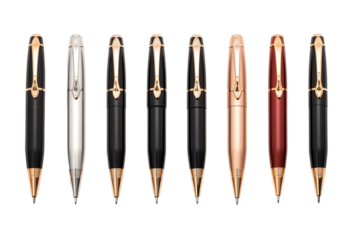 Symphony of Pens: A Creative Array on White or PNG Transparent Background.