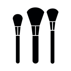 makeup face brush icon vector silhouette, white background