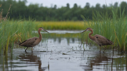 Downpour Diaries: Documenting the Behavior of Wetland Animals During and After Rainstorms, Generative AI