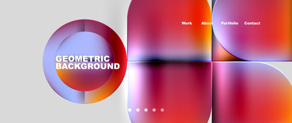 Geometric abstract glassmorphism with circles and squares. Vector Illustration For Wallpaper, Banner, Background, Card, Book Illustration, landing page