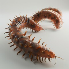 3D Microscopic Illustration of Parasitic Worm with Isolated Background