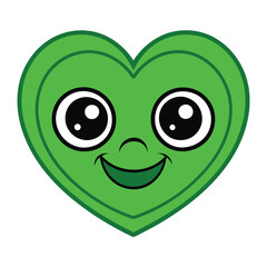 Green face smiley heart shape on white background vector illustration eps 10