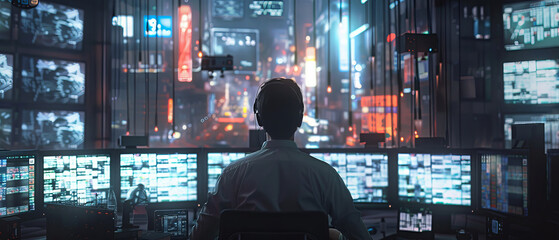 Public relations officer handling media inquiries, digital screens and press release drafts in the background, octane , ,