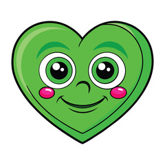 Green face smiley heart shape on white background vector illustration eps 10