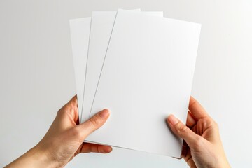 Obraz premium Blank paper mockup on hand created with generative AI