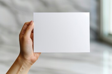 Blank paper mockup on hand created with generative AI