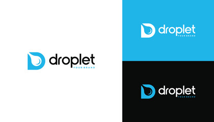 Initial Letter D with Fresh Aqua water drop Logo Design