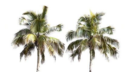 coconut trees on white background : Generative AI