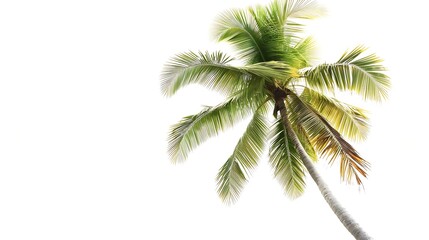 Coconut palm tree isolated on white background : Generative AI