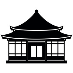 old vintage Japanese house vector silhouette, white background