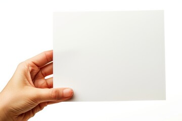 Blank paper mockup on hand created with generative AI