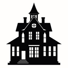 old vintage house vector silhouette, white background
