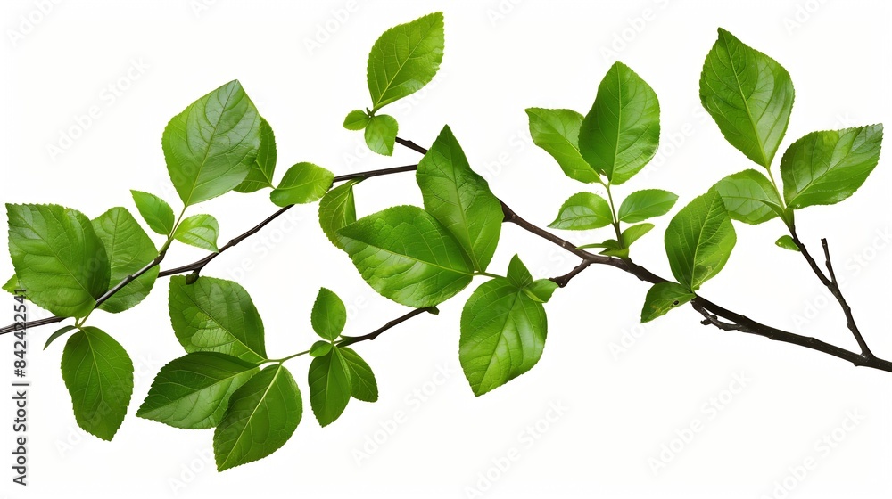 Poster green leaves small green foliage on twig isolated on white background with clipping path : generativ