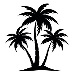 palm trees vector silhouette on a white background