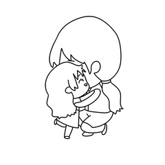 A woman is hugging a child