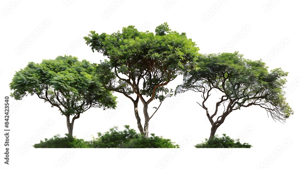 Aufkleber Trees isolated on white background tropical trees isolated used for design advertising and architecture : Generative AI