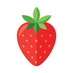 strawberry fruits, strawberry vector flat style illustration, solid real color variant, white background