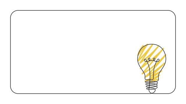 Line drawing idea bulb animation with copy space for business presentation concept
