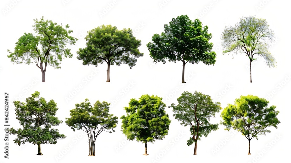 Fototapete Collection of Isolated Trees on white background  A beautiful trees from Thailand  Suitable for use in architectural design  Decoration work  Used with natural articles both on print a : Generative AI
