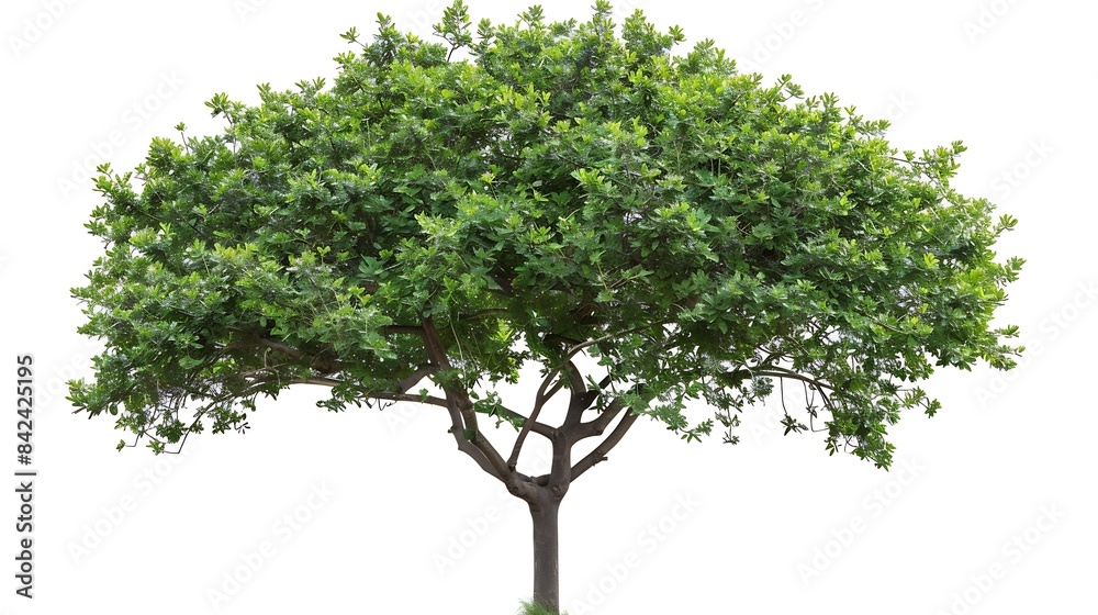 Poster Cutout tree for use as a raw material for editing work isolated beautiful fresh green deciduous almond tree on white background with clipping path : Generative AI