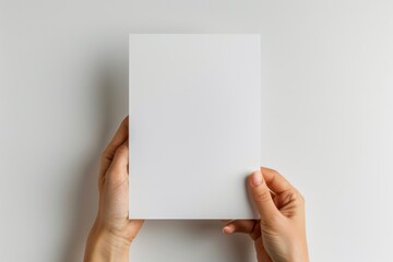 Blank paper mockup on hand created with generative AI