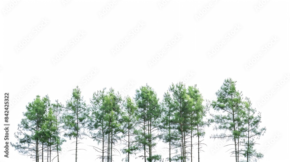 Poster tall trees isolated on white background : generative ai