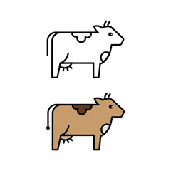 cow isolated on white background. Farm cow vector icon.