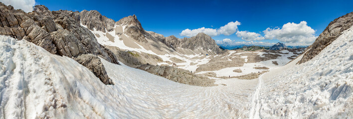 Incredibly beautiful panorama in Vorarlberg, Austria on the ascent to the Schesaplana summit