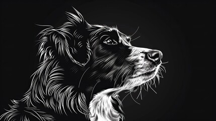 Naklejka premium black and white dog