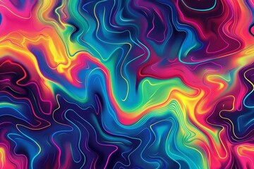 Fototapeta premium A vibrant abstract wave pattern with neon colors,