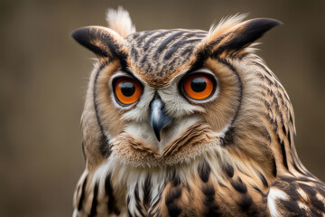 Obraz premium eagle owl, generated by artificial intelligence