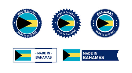 Bahamas flag, Made in Bahamas. Tag, Seal, Stamp, Flag, Icon vector