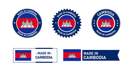 Cambodia flag, Made in Cambodia. Tag, Seal, Stamp, Flag, Icon vector