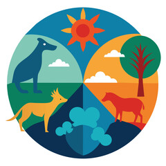 Vector illustration EPS 10 vector illustration depicting the interconnectedness and harmony of nature