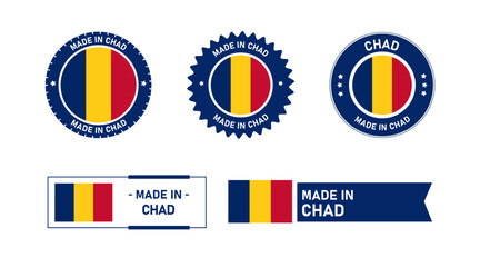 Chad flag, Made in Chad. Tag, Seal, Stamp, Flag, Icon vector